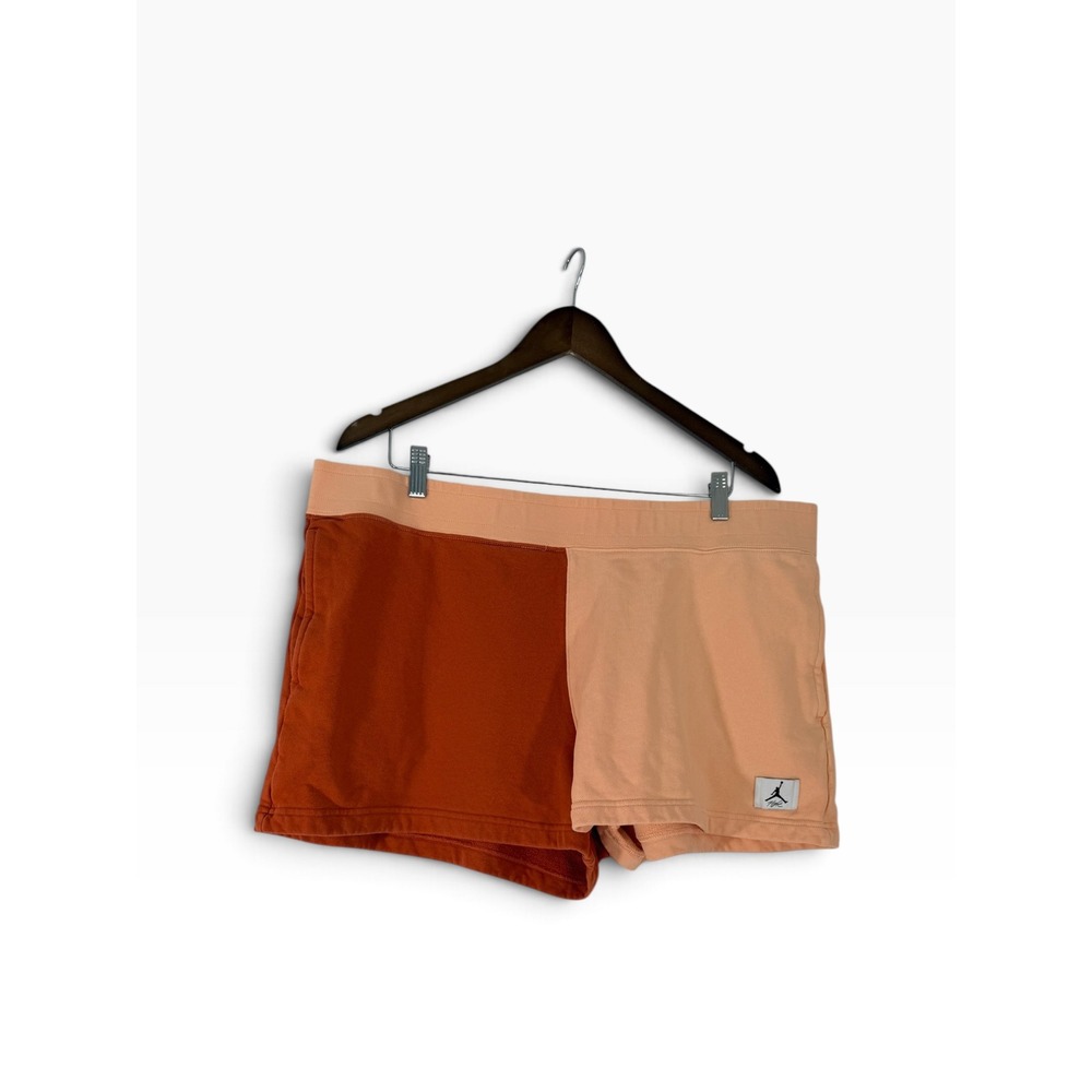 Jordan Flight Womens Fleece Shorts Colorblock Orange Peach XXL Loose Fit